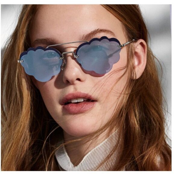 New MIU MIU SMU 55U Core Collection Sunglasses Silver Authentic main image 9